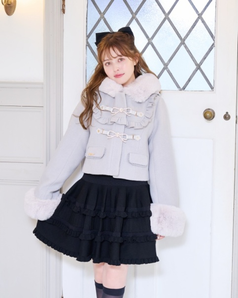 ♥LIZLISA ビジューリボンショートフードコート ピンク♥ ビジューリボンショートフードコート ｜ LIZ LISA（リズリサ